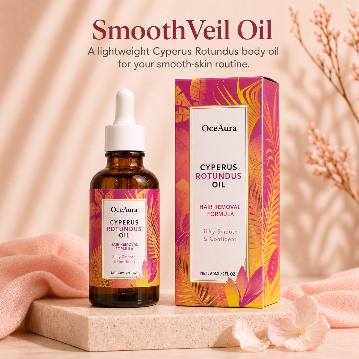 SmoothVeil Oil – Cyperus Rotundus Body Hair Care Oil