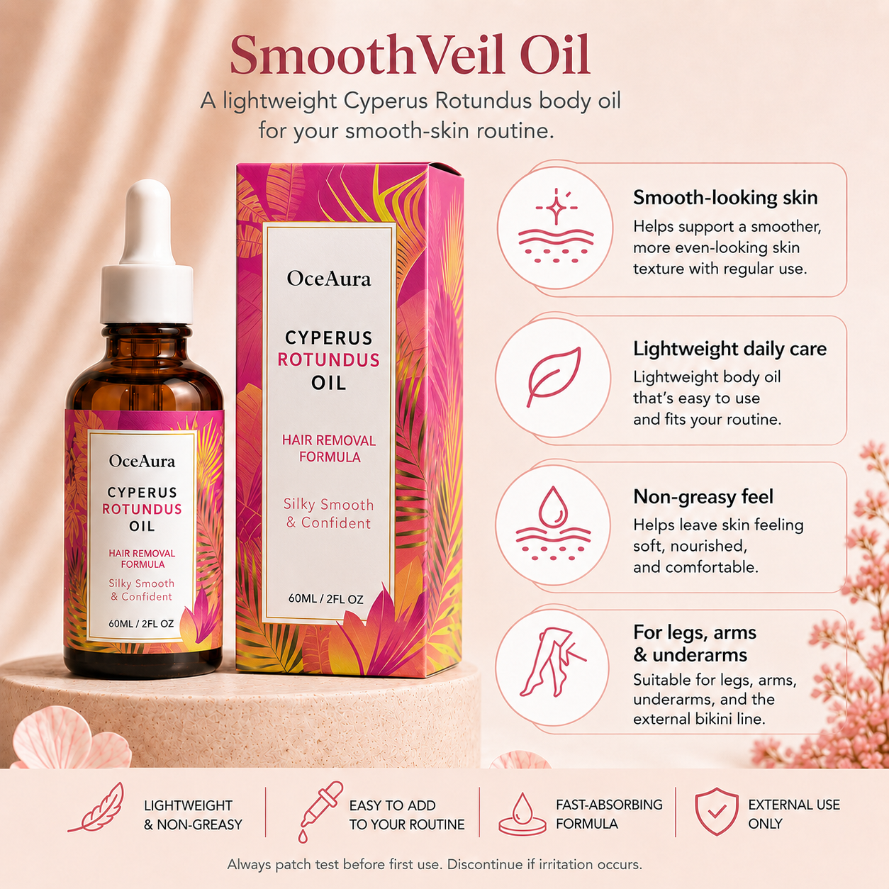 SmoothVeil Oil – Cyperus Rotundus Body Hair Care Oil