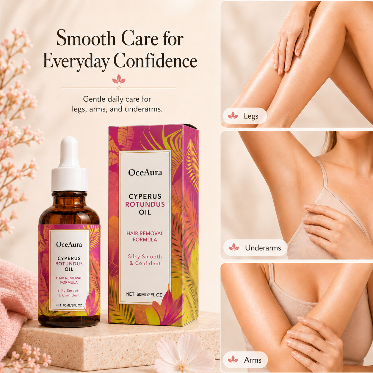 SmoothVeil Oil – Cyperus Rotundus Body Hair Care Oil